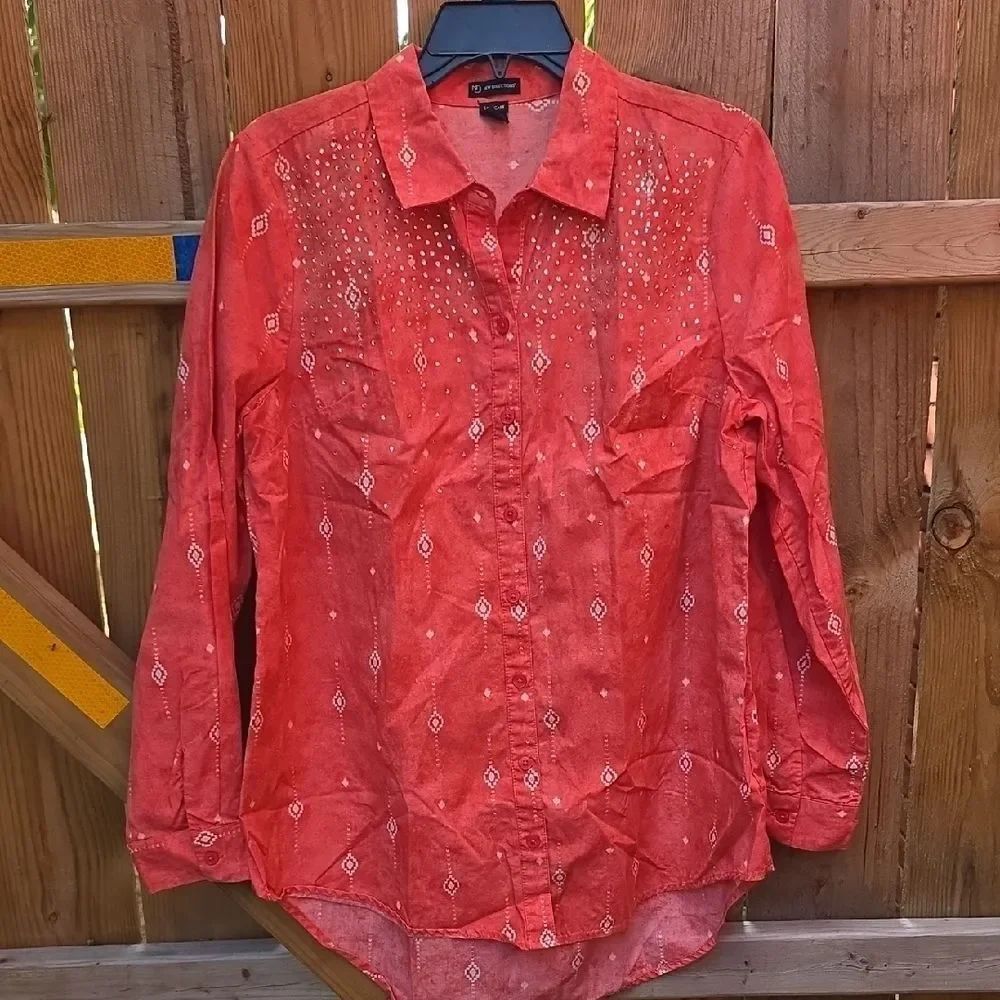 New Directions Red Button Down Shirt